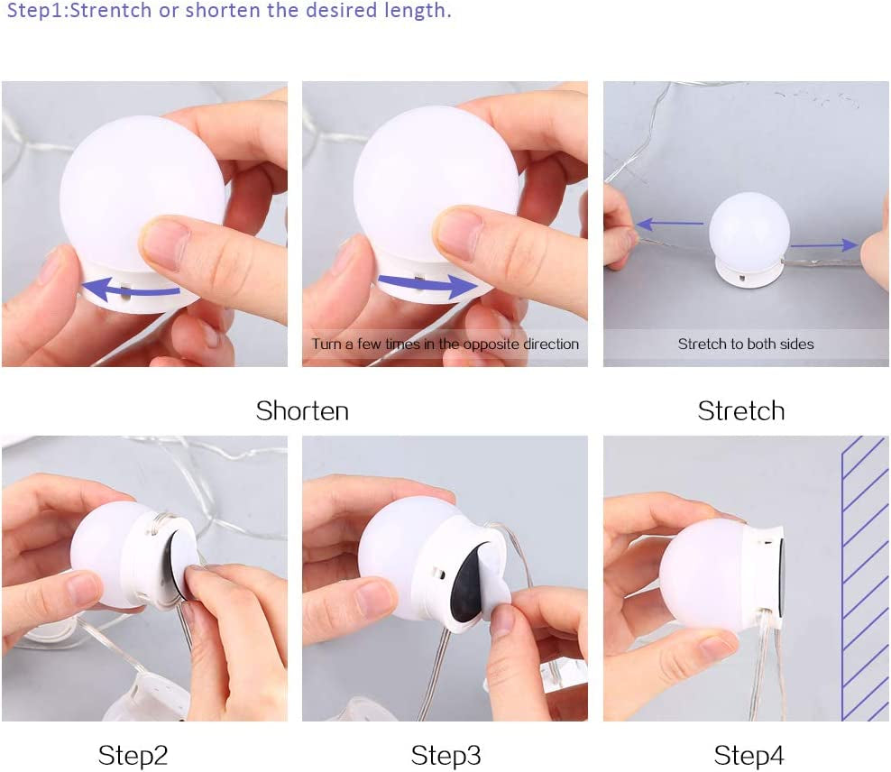 SICCOO Makeup Vanity Lights for Mirror, Hollywood Style LED Vanity Mirror Lights with 14 Dimmable Bulbs, USB Cable, White