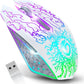 Wireless Gaming Mouse, Rechargeable Computer Mouse Mice with Colorful LED Lights, Silent Click, 2.4G USB Nano Receiver, 3 Level DPI for PC Gamer Laptop Desktop Chromebook Mac -White