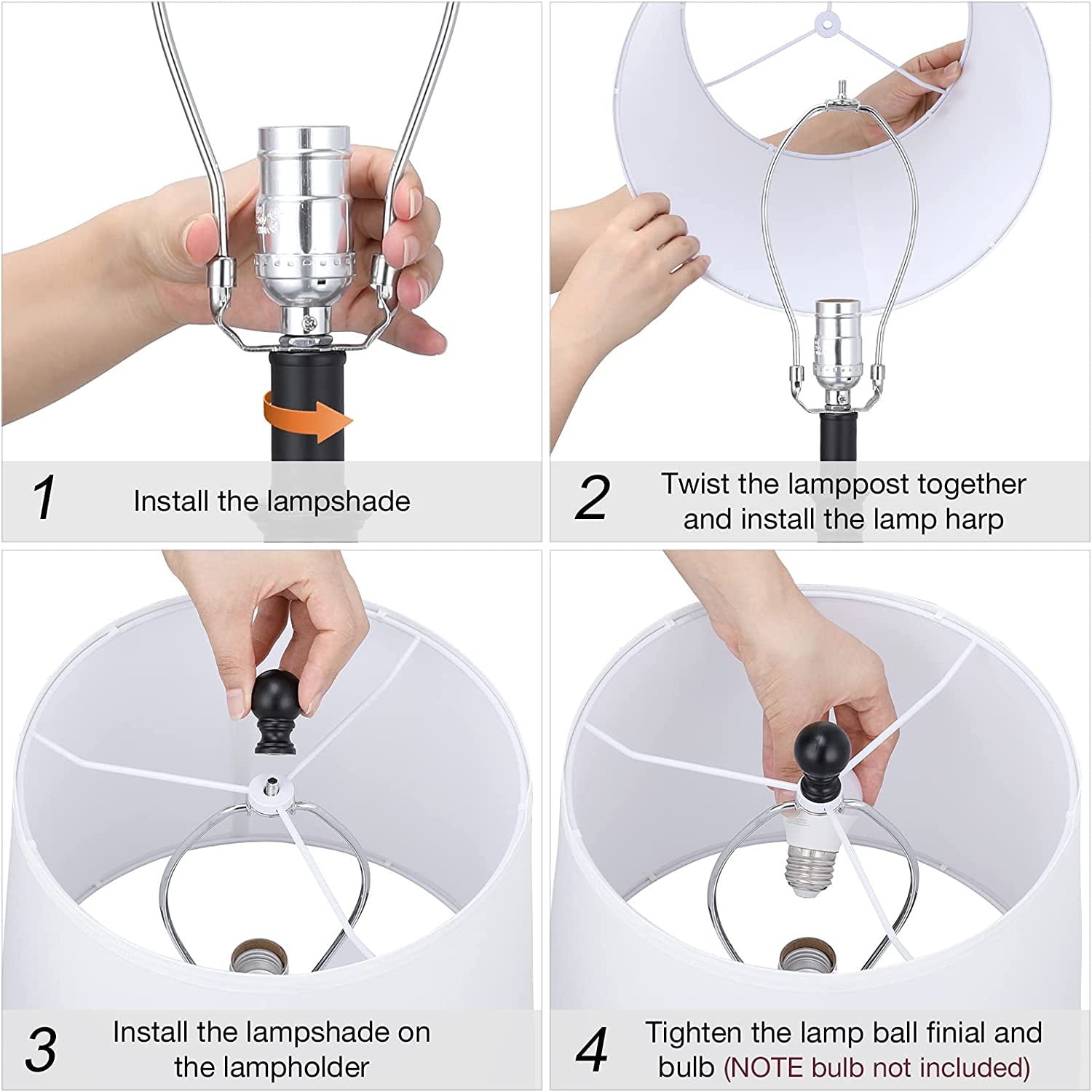 USB Table Lamp Set of 2 - Room Lamps with USB Charging Ports, Industrial Farmhouse Nightstand Lamp with Fabric Lampshade, Bedside Lamp Sets with Rotary Switch for Living Room Bedroom(Bulbs Included)
