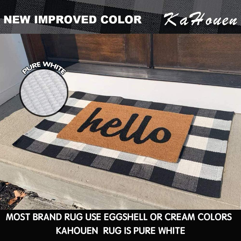 Buffalo Check Rug, Buffalo Plaid Rug 27.5'' X 43'', Black and White Checkered Rug, Front Porch Rugs for Layered Door Mats, Kitchen,Farmhouse Entryway