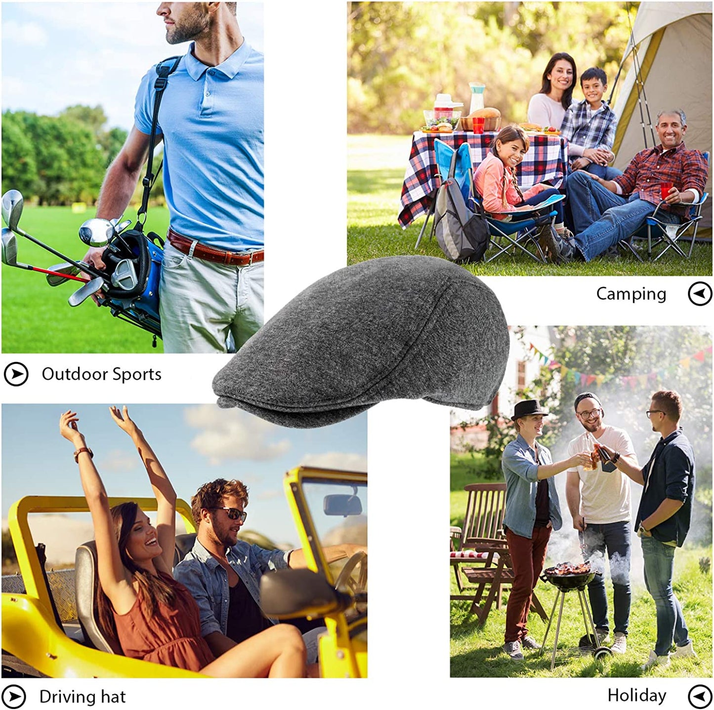 4 Pieces Men'S Flat Cap Gatsby Newsboy Hat Driving Cabbie Hunting Cap