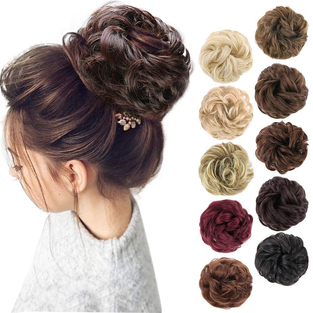 Messy Hair Bun Hair Scrunchies Extension 1PCS Curly Wavy Messy Synthetic Chignon for Women Updo Hairpiece