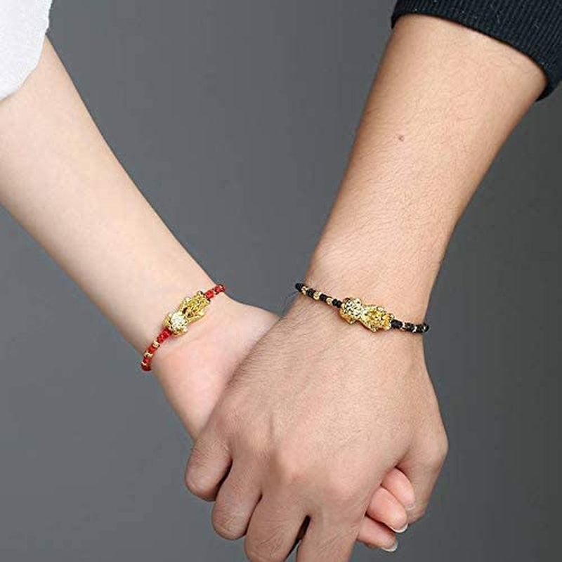 Feng Shui Black Obsidian Wealth Bracelet for Women Men Adjustable Elastic Leather Jewerly