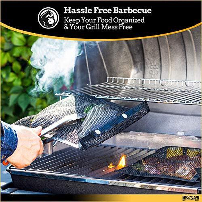 BBQ Mesh Grill Bags - 12 X 9.5 Inch Reusable Grilling Pouches for Grills