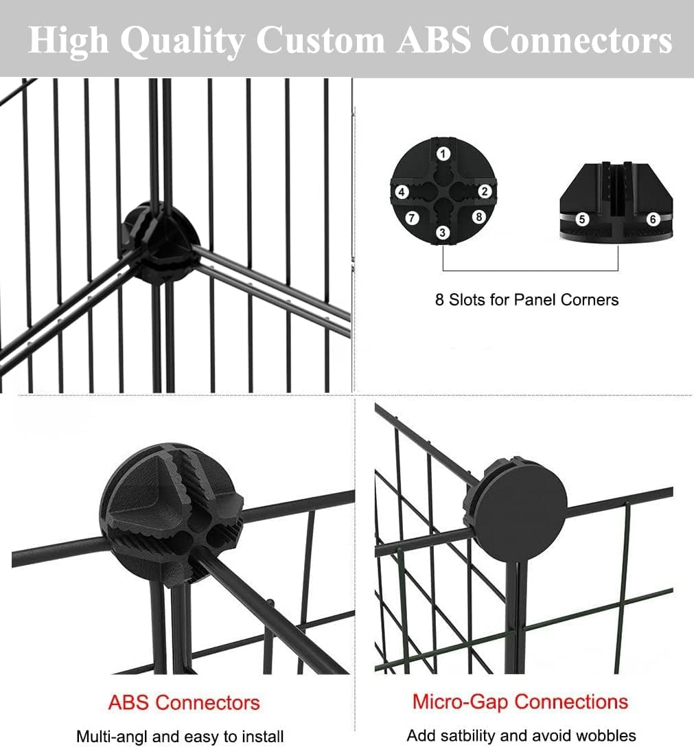 DIY Small Animal Playpen, Pet Playpen, Rabbit Cage, Guinea Pig Cages, Puppy Playpen, Kitten Playpen | Indoor & Outdoor Portable Metal Wire Yard Fence (12 Metal Panels + 12 Plastic Panels)