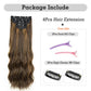 Clip in Hair Extensions 4Pcs Set Curly Wave 24 Inch Long Hair Extension Clip Ins Balayage,Wavy Hair Extensions for Women Synthetic Clip on Extension