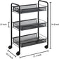 3-Tier Rolling Utility Storage Rack Cart on Wheels, Trolley Craft Cart, Multi-Purpose Organizer Shelf, Black