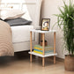 Side Tables Set of 2, Tall End Tables with Storage Rack, Wooden Nightstands Bedside Tables for Living Room Bedroom Office No-Tool Assembly (White).