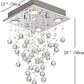 Bestier Modern Crystal Square Raindrop Chandelier Lighting Flush Mount LED Ceiling Light Fixture Pendant Lamp for Dining Room Bathroom Bedroom Livingroom 4 GU10 Bulbs Required 12 in Wide 20 Inch High