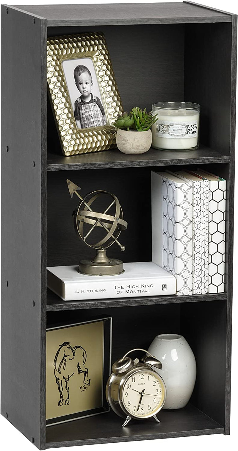 IRIS USA 3 Tier Cube Bookshelf Storage Cubby Shelf, Bookcase, Black