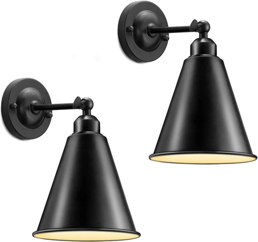 Vintage Wall Sconces, 2PACK Industrial Wall Sconces, Modern Black Wall Sconces Lighting, Wall Sconces Set of Two, 240 Degree Adjustable Antique Arm Swing Wall Lamp for Bedroom Bathroom Hallway Porch