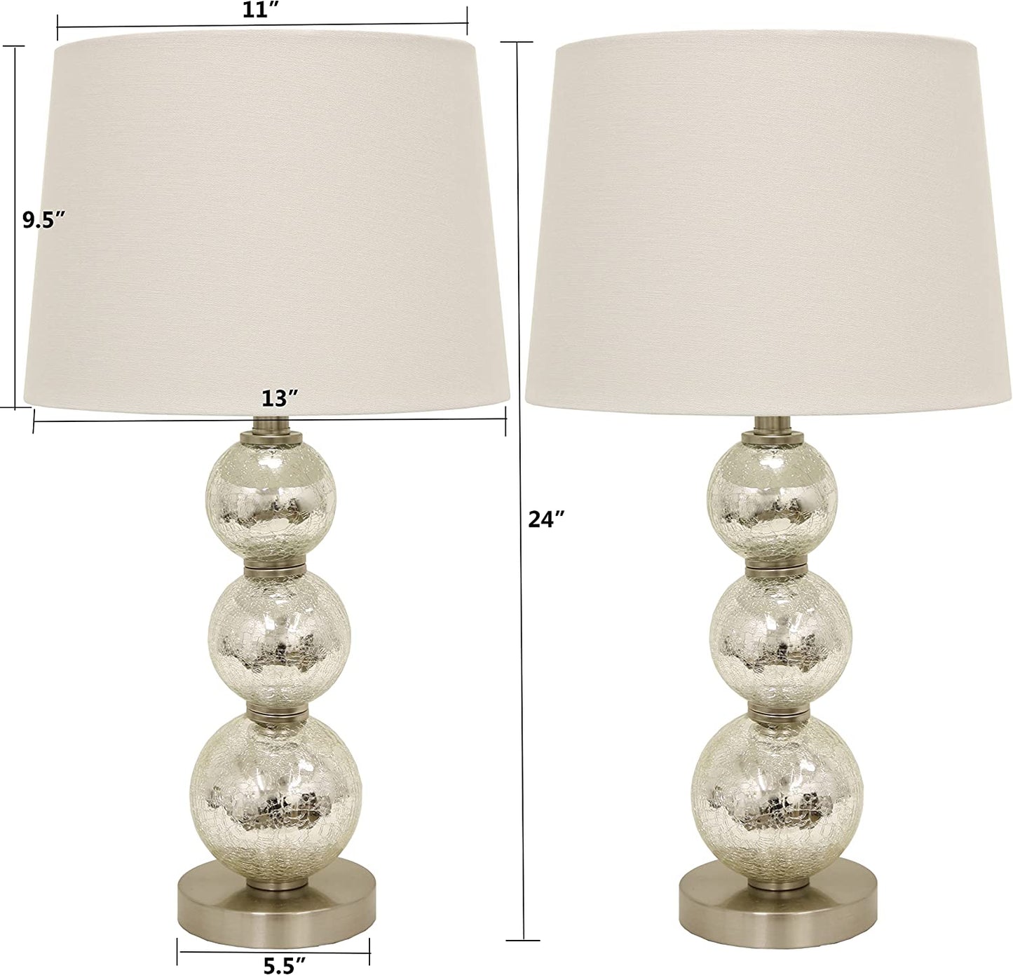 Décor Therapy MP1063 Table Lamp Set, Mercury Silver