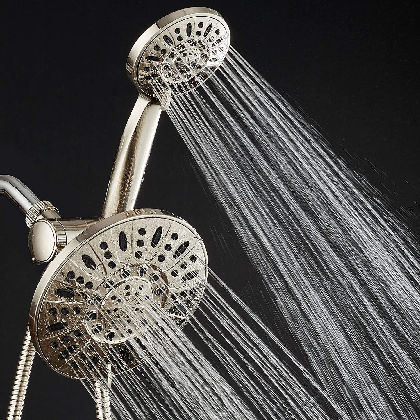 Aquadance 7" Premium High Pressure 3-Way Rainfall Combo with Stainless Steel Hose – Enjoy Luxurious 6-Setting Rain Shower Head and Hand Held Shower Separately or Together – Brushed Nickel Finish