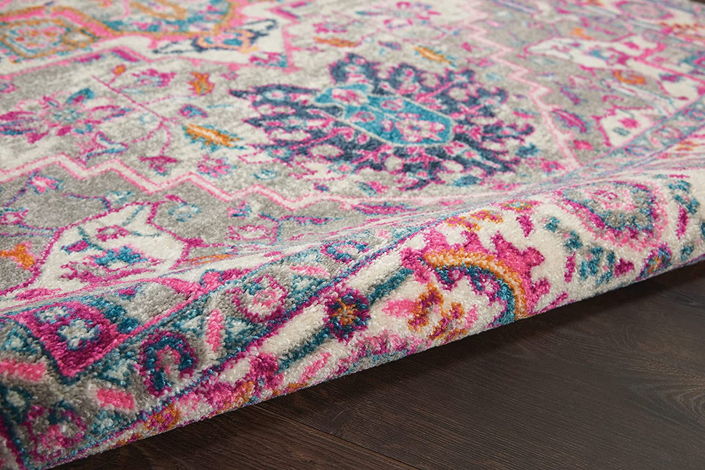 Passion Bohemian Light Grey/Pink 5'3" X 7'3" Area Rug, Easy Cleaning, Non Shedding, Bed Room, Living Room, Dining Room, Kitchen (5X7)