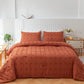 Terracotta Comforter Queen Comforter Set Burnt Orange Comforter Boho Comforter Tufted Pom Pom Ultra Soft Bed Set with 2 Pillow Cases All Season