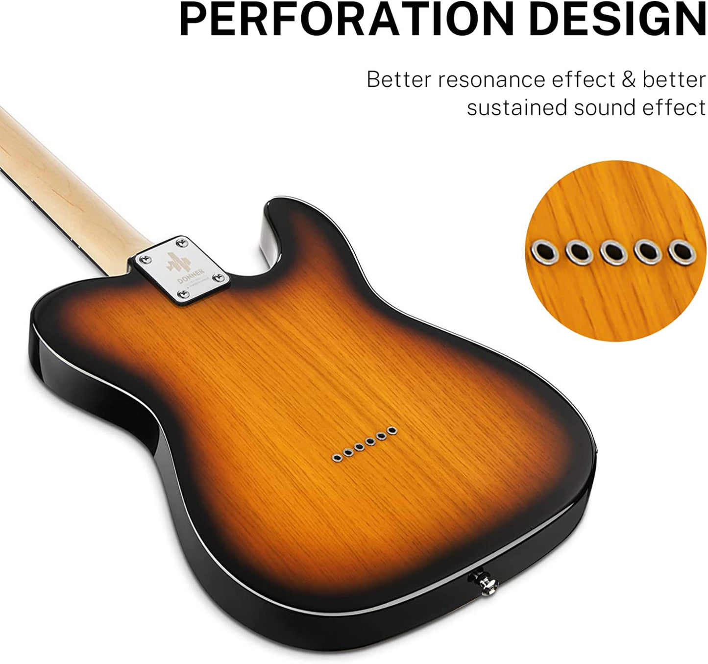LEFT HANDED Electric Guitar 39 Inch TELE Electric Guitar DTC-100 Solid Body TC Style Electric Guitar Kit with Bag, Strap, Cable for Beginner