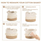 Small Woven Storage Baskets Cotton and Jute Rope Decorative Hamper for Diaper, Blankets, Magazine and Keys, Cute Tassel Nursery Decor - Home Storage Container – 9.5'' X 7''