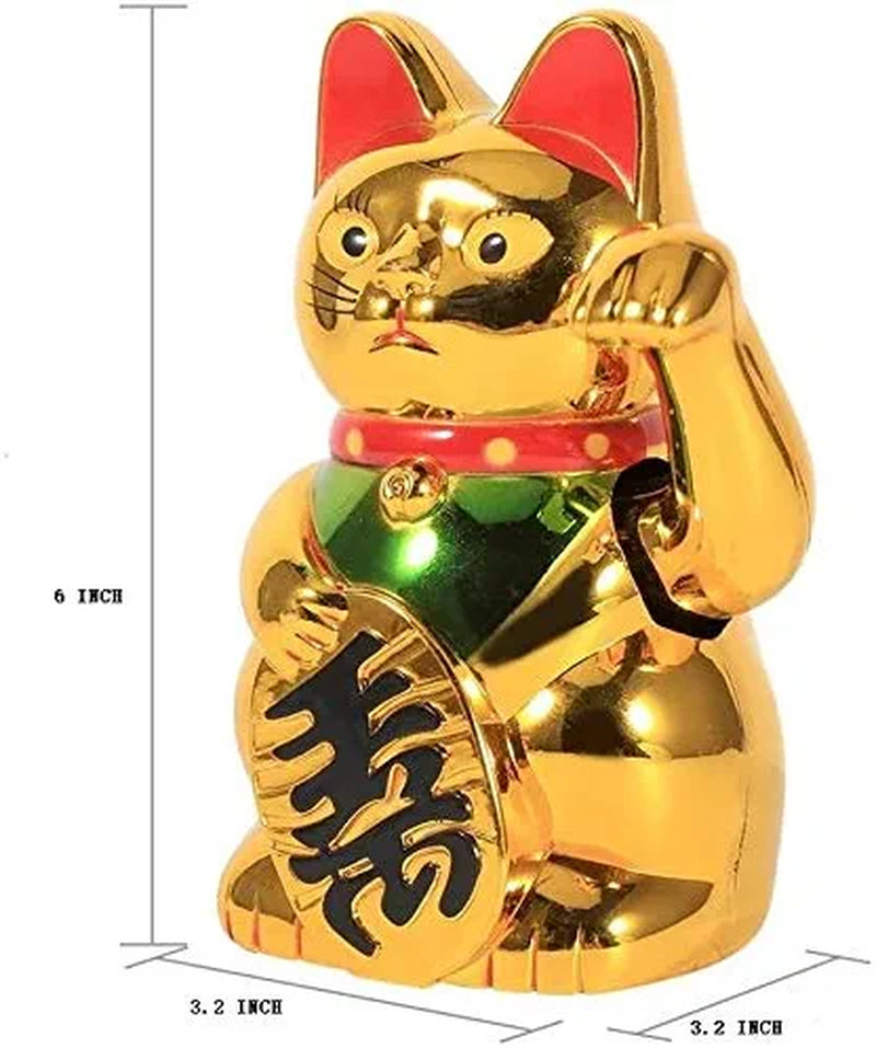 Chinese Lucky Cat Waving Gold Cats Fortune Arm Small Lucky Waving Feng Shui Gold Cat Waving Cat for Shop Store Decoration
