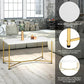 SalonMore Rectangle Coffee Table with Gold Y-Leg and White Top