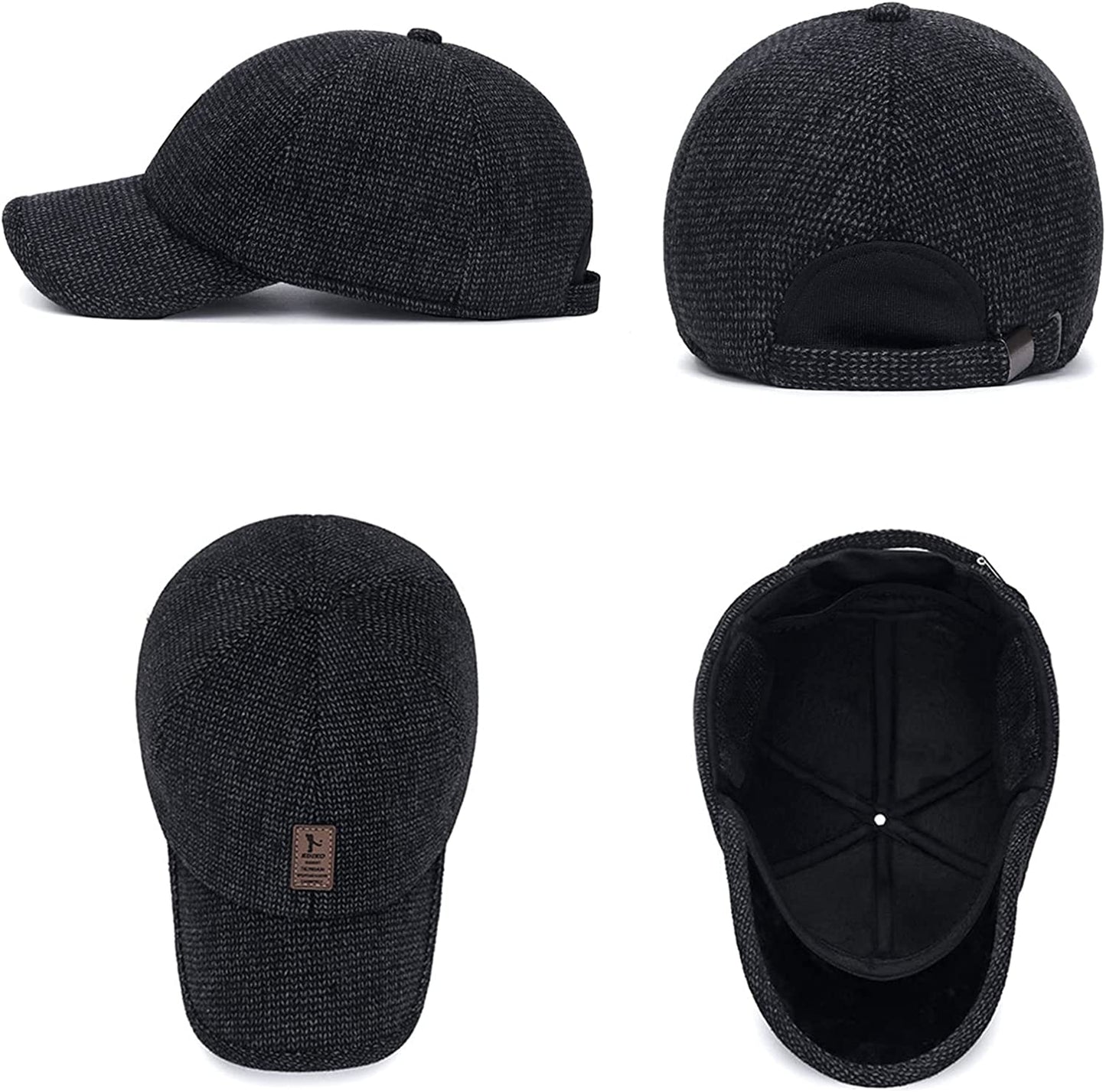 Winter for Men Outdoor Hat, Adjustable Warm Sport Golf Baseball Cap Hats Dad Caps Earflaps Thicken 55-60CM