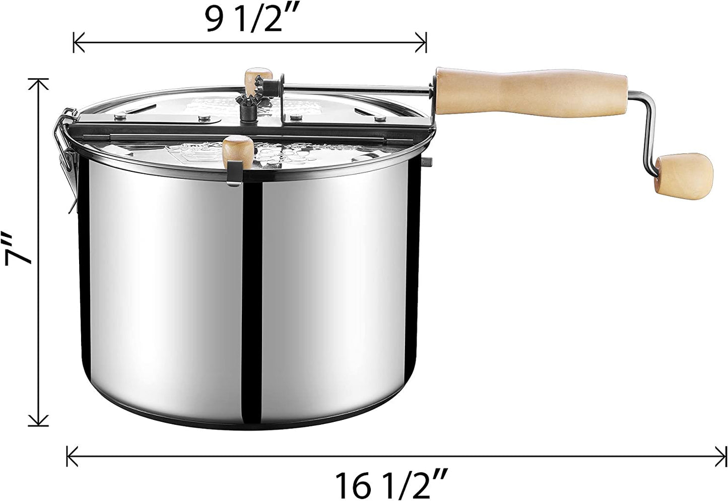 Great Northern Popcorn Original Stainless Steel Stove Top 6-1/2-Quart Popcorn Popper