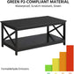 Wood 2-Tier Black Coffee Table with Storage Shelf for Living Room, X Design Accent Cocktail Table, Easy Assembly Home Furniture, 39.5 X 21.5 X 18 Inches