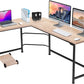 66" Large Corner Computer Desks L-Shaped with CPU Stand/Pc Laptop Study Writing Table Workstation for Home Office Wood & Metal,Oak, 66.3X18.9 Inch