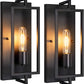 Industrial Wall Sconces Set of 2, Vintage Wall Light Fixture with E26 Base, Matte Black, Metal Rustic Wall Mount Lamp, Modern Indoor Wall Sconce Lighting Hardwired for Living Room Bedroom