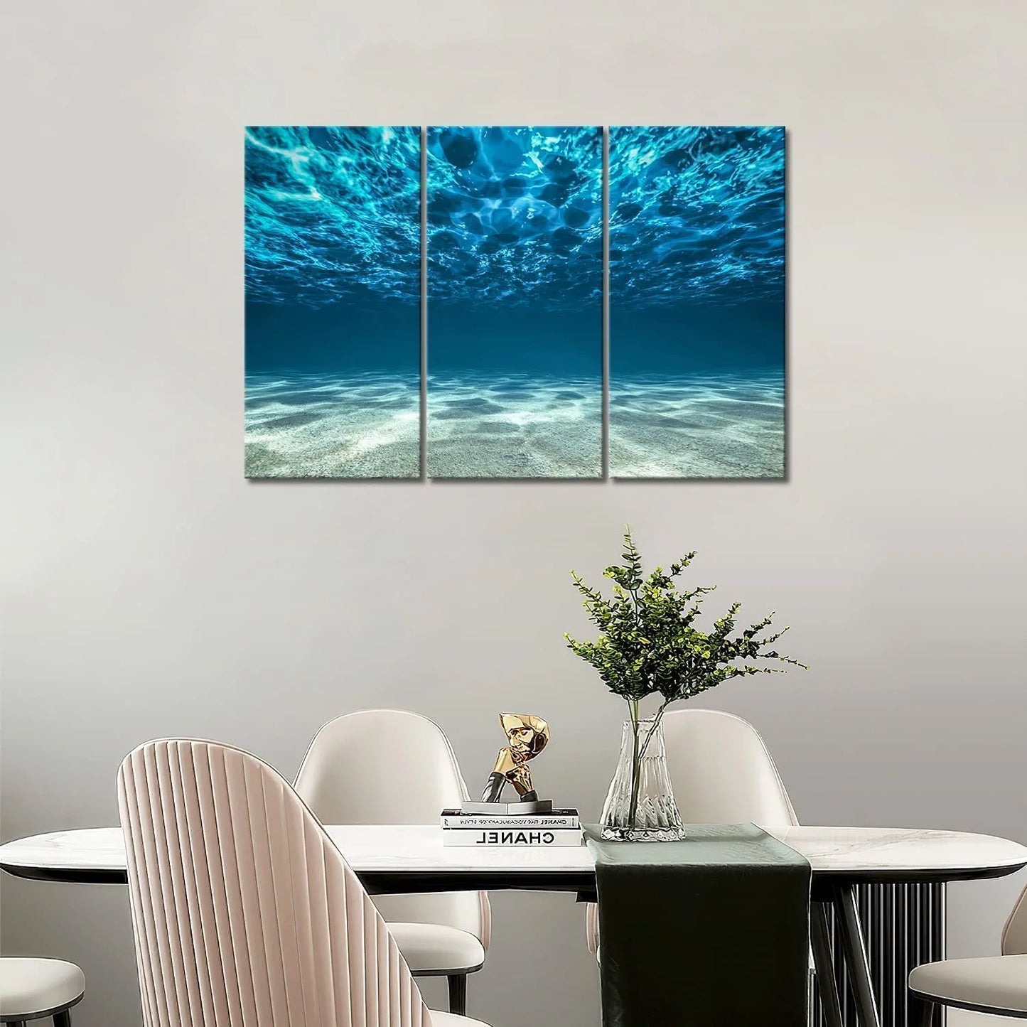 3 Panel Blue Ocean Sea Wall Art Painting on Canvas the Pictures Modern Artwork for Office Home Decor