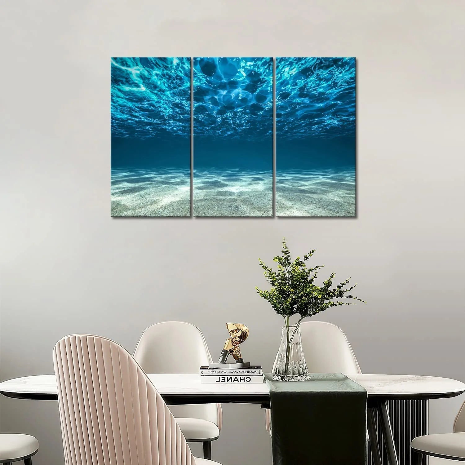 3 Panel Blue Ocean Sea Wall Art Painting on Canvas the Pictures Modern Artwork for Office Home Decor