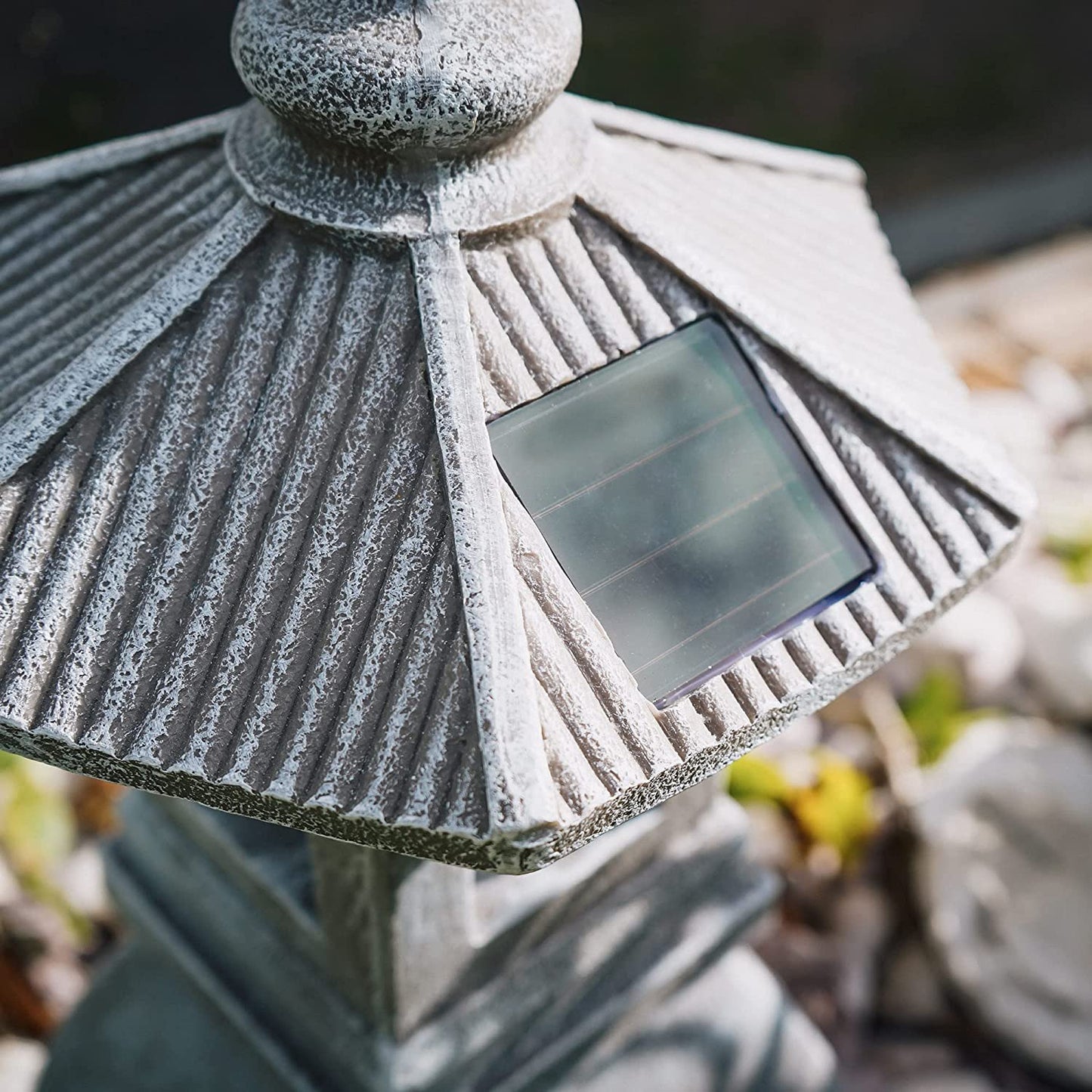 Pagoda Garden Statue, Solar Powered Statue Japanese Garden Decor, Outdoor Zen Garden Lantern, Flickering LED Garden Light (Tranquil Pagoda)