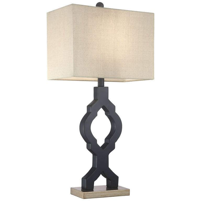 360 Lighting Modern Table Lamps 26.5" High Set of 2 Classic Moroccan Black Off White Rectangular Fabric Shade for Living Room Family Bedroom