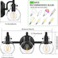 Bathroom Vanity Light Fixtures, Modern 3 Lights Wall Sconce Lighting Matte Black, Farmhouse Metal Wall Lamp with Globe Glass Shade, Porch Wall Mount Light Fixture for Mirror Cabinets Hallway Stairs