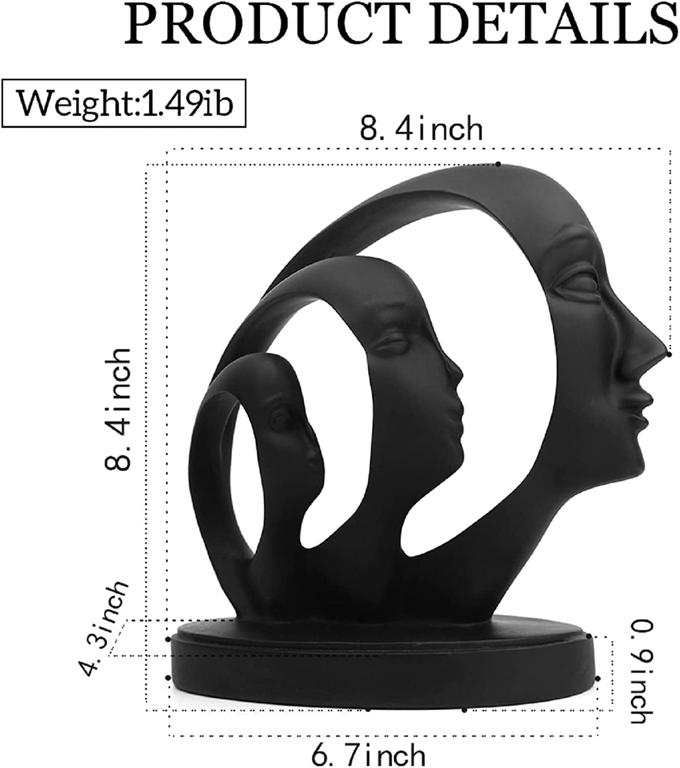 Human Face Thinker Statue Modern Home Decor Abstract Sculptures Suitable for Creative Room Home, Office Study Decor Home Decor Accents(Resin-Black)