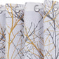 White Tree Curtains for Bedroom 84Inch Half-Blackout Yellow Grey Print Branch Curtains for Living Room Window Treatment Set 50”W Grommet Top Set of 2