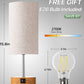 【Upgraded】 Bedside Lamp Touch Control Table Lamp with USB A+C Charging Ports & AC Outlet 3-Way Dimmable Nightstand Lamp with Linen Fabric Shade for Bedroom Living Room(E26 Light Bulb Included)
