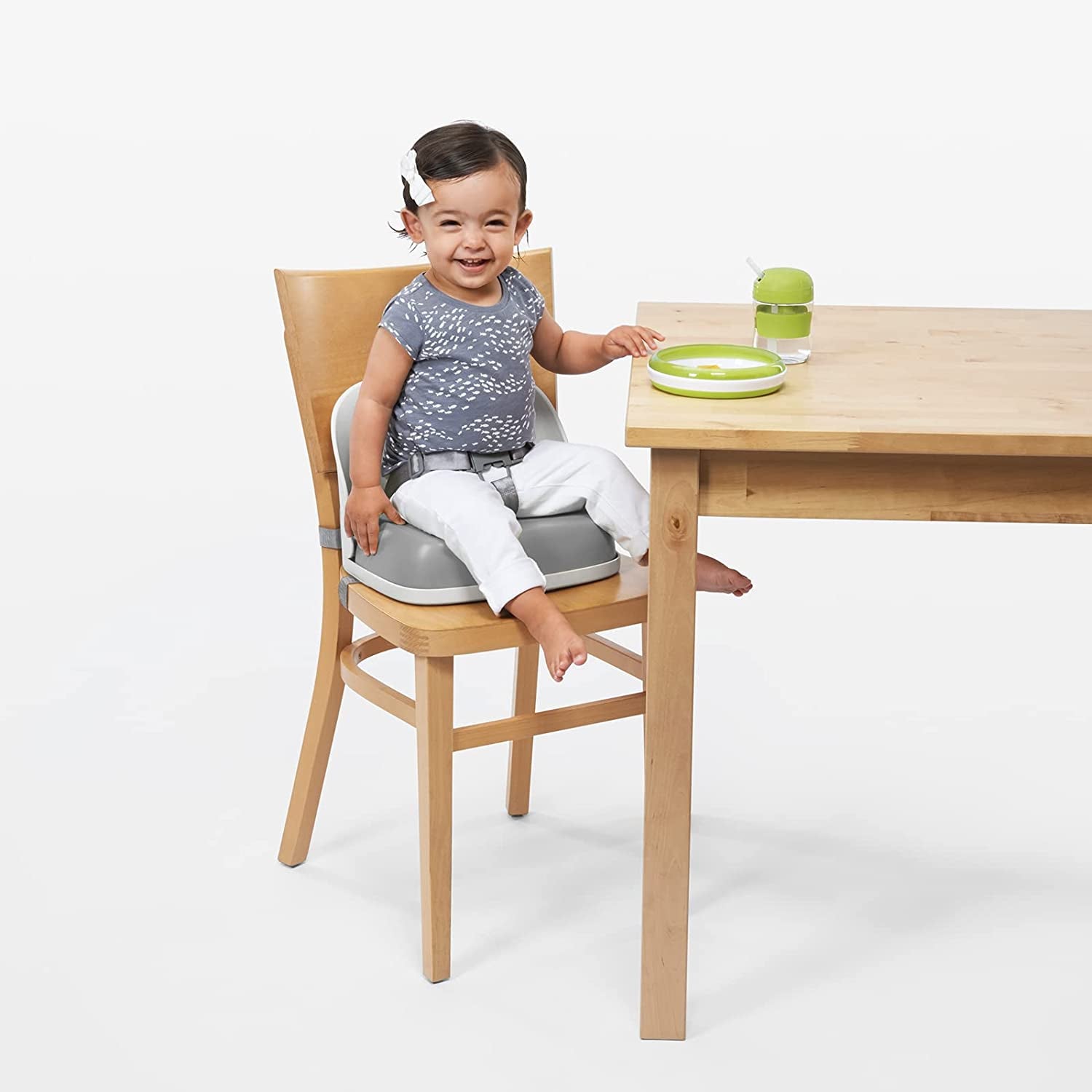 Tot Perch Booster Seat with Straps, Gray