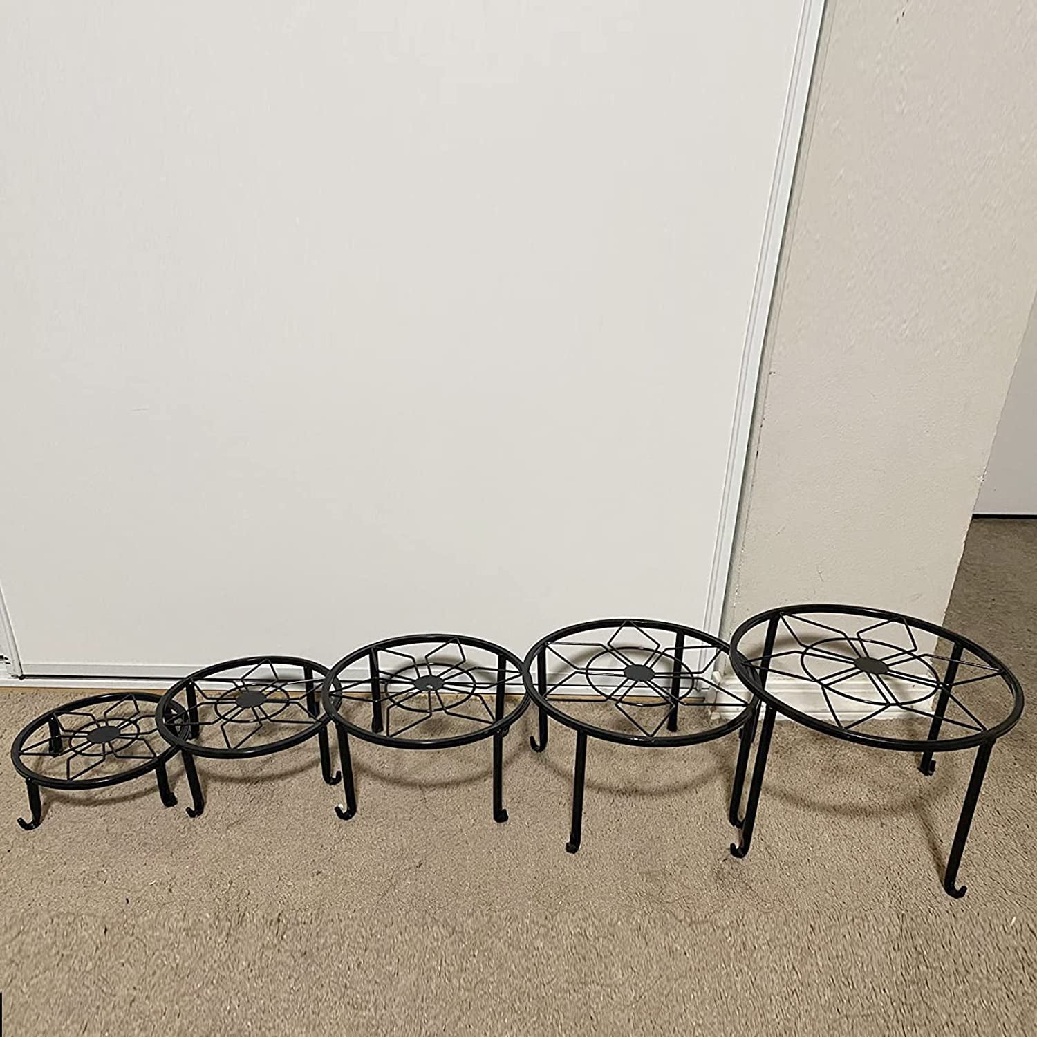 5 Pack Metal Plant Stands,Heavy Duty Potted Holder for Flower Pot,Indoor Outdoor Metal Rustproof Iron Garden Container round Supports Rack for Planter…