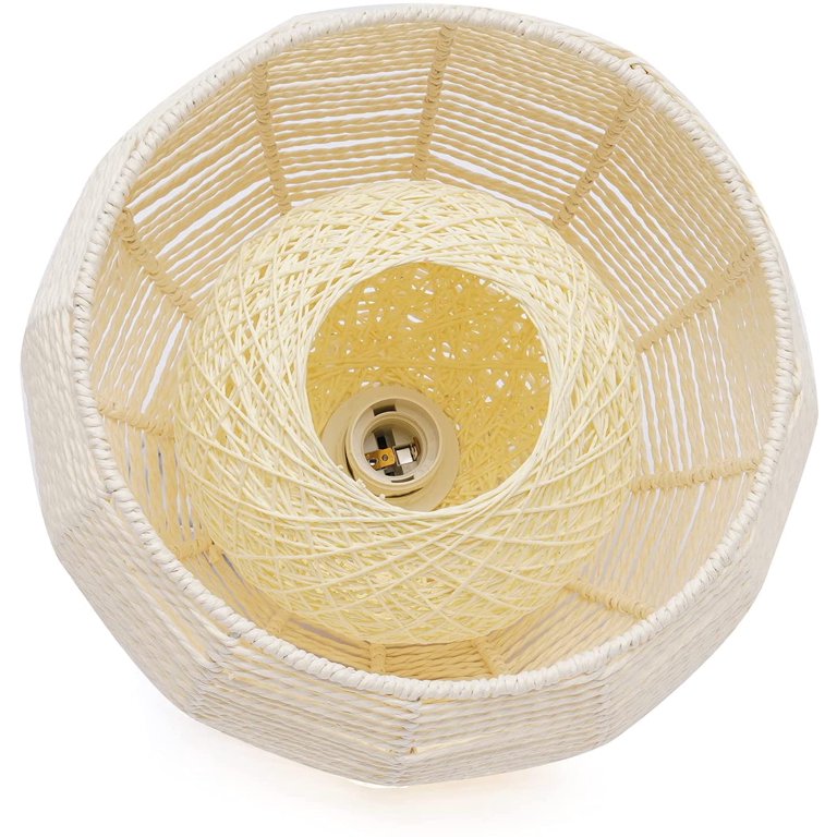 WUZSTAR Retro Woven Wicker Ceiling Light Fixture Rattan Shade Farmhouse Hanging Pendant Lamp