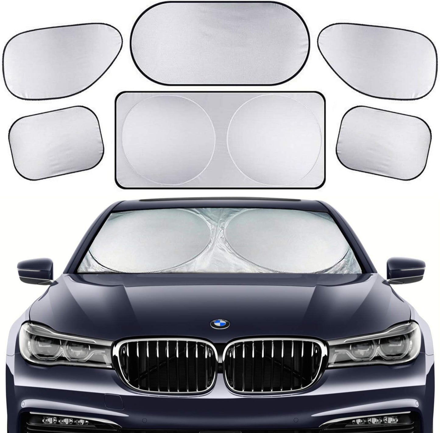 Car Windshield Sunshade, 6 Piece Car Sun Shade Full Rear Window Shades for Car, Truck, SUV, Van, UV Rays Sun Visor Protector