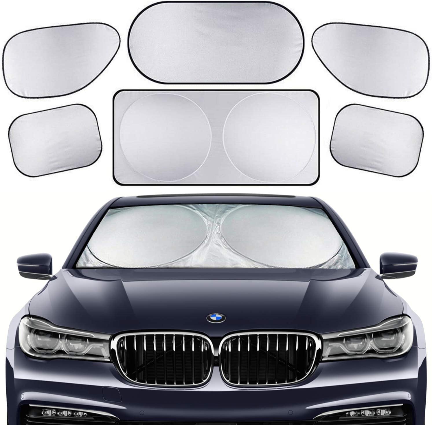 Car Windshield Sunshade, 6 Piece Car Sun Shade Full Rear Window Shades for Car, Truck, SUV, Van, UV Rays Sun Visor Protector
