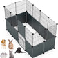 DIY Small Animal Playpen, Pet Playpen, Rabbit Cage, Guinea Pig Cages, Puppy Playpen, Kitten Playpen | Indoor & Outdoor Portable Metal Wire Yard Fence (12 Metal Panels + 12 Plastic Panels)
