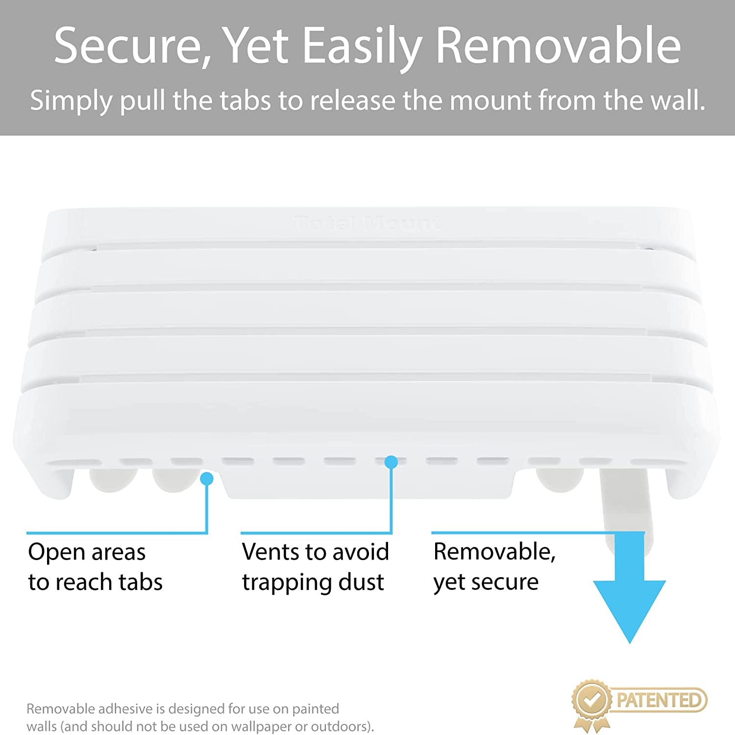 Totalmount Hole-Free Remote Holder – Eliminates the Need to Drill Holes in Your Wall (Premium White – Modern Design for 3 or 4 Remote Controls)
