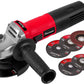 Angle Grinder, 7.5-Amp 4-1/2 Inch Electric Grinder Power Tools with Grinding Wheels, Cutting Wheels, Flap Disc and Auxiliary Handle for Cutting, Grinding, Polishing and Rust Removal - Red