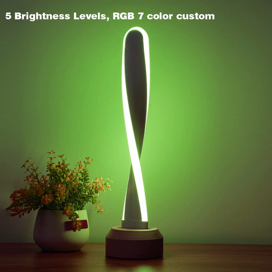 Modern Desk Lamp RGB Wood Table Lamp Bedside Lamp 7 Color-Changing Light, Natural Beech Night Light for Living Room Bedroom Game Room Creative Home Decor , Unique Romantic Funny Gifts