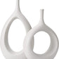 White Ceramic Hollow Vases Set of 2, Flower Vase for Decor, Modern Decorative Vase Centerpiece for Wedding Dinner Table Party Living Room Office Bedroom, Housewarming Gift
