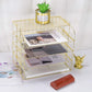 4-Tier Stackable Letter Tray, Gold Desk Organizer, Metal File Organizer Tray, Paper Holder Rack, Desk Accessories for School Home Office Supplies