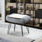 Velvet Upholstered Footrest Faux Fur Square Storage Ottoman, Coffee Table Makeup Stool with Plating Black Metal Legs for Living Room, Bedroom, Bathroom Large Vanity Benches Gray