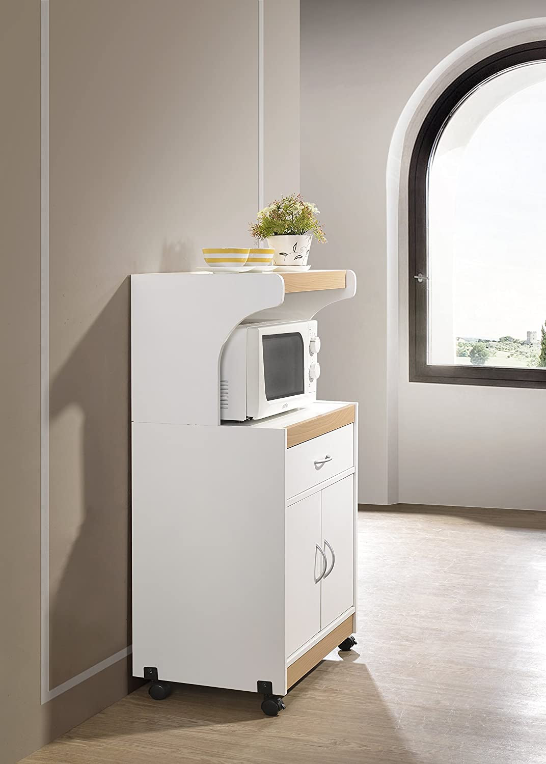 IMPORT Microwave Kitchen Cart, White