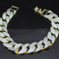 Mens Frosted Glitter Miami Cuban Curb Link 14K Gold Plated 8" Bracelet Hip Hop